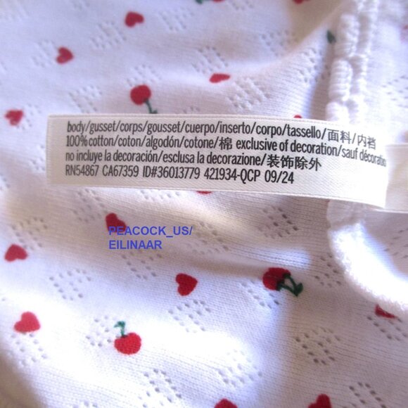 Victoria Secret PINK 100% Cotton String Bikini Panty White Red Cherry Hearts nwt - Picture 7 of 8